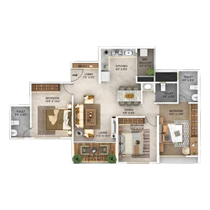 Majestique New Friends Kothrud 3 BHK Floorplan