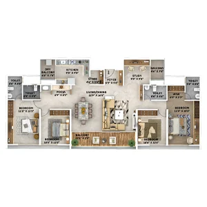 Majestique New Friends Kothrud 4 BHK Floorplan